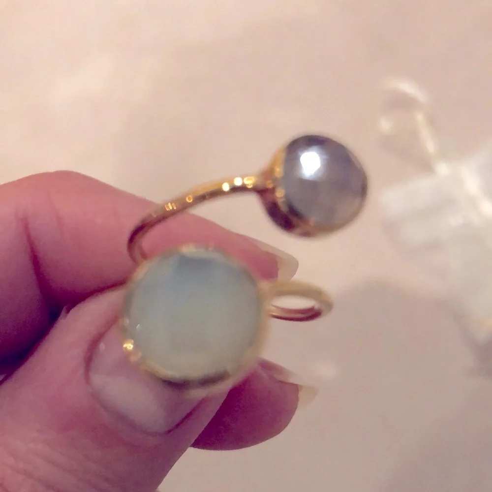 Elegant Gold Wraparound Ring with Blue and Green Stones